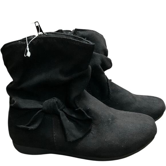 Wonder Nation Girl’s Elegant Slouch Black Ankle Booties with Bow Size 10 NEW - Picture 1 of 8